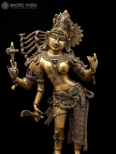 20" Ardhanarishvara: Half Shiva, Half Shakti In Brass | Handmade | Made In India