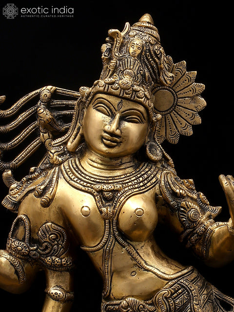 20" Ardhanarishvara: Half Shiva, Half Shakti In Brass | Handmade | Made In India