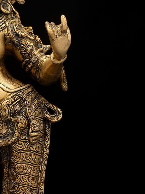 20" Ardhanarishvara: Half Shiva, Half Shakti In Brass | Handmade | Made In India