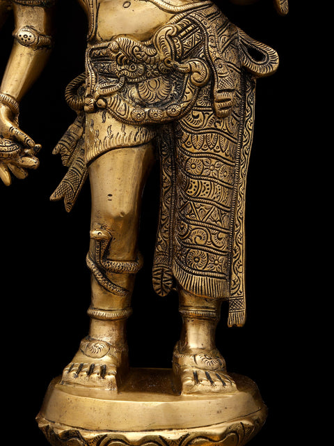 20" Ardhanarishvara: Half Shiva, Half Shakti In Brass | Handmade | Made In India