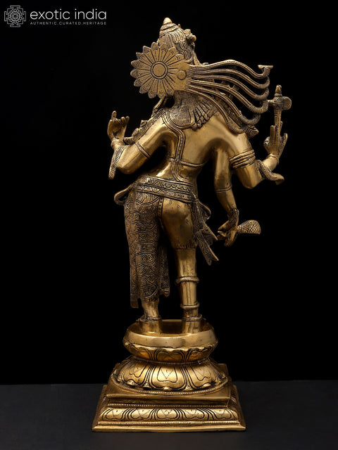 20" Ardhanarishvara: Half Shiva, Half Shakti In Brass | Handmade | Made In India