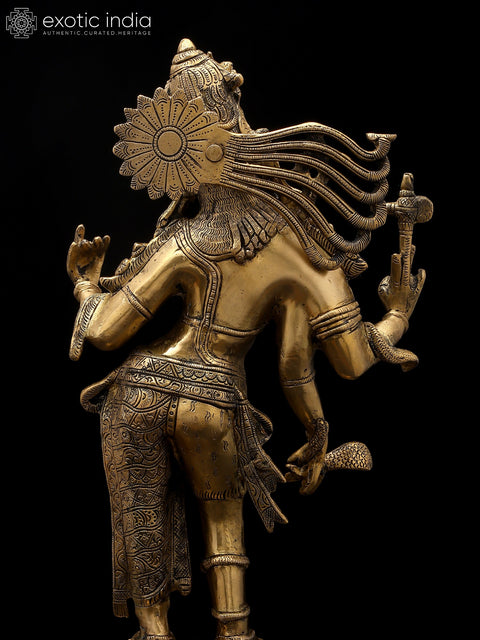 20" Ardhanarishvara: Half Shiva, Half Shakti In Brass | Handmade | Made In India