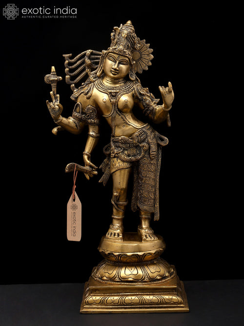 20" Ardhanarishvara Half Shiva Half Shakti Brass Statue Handmade