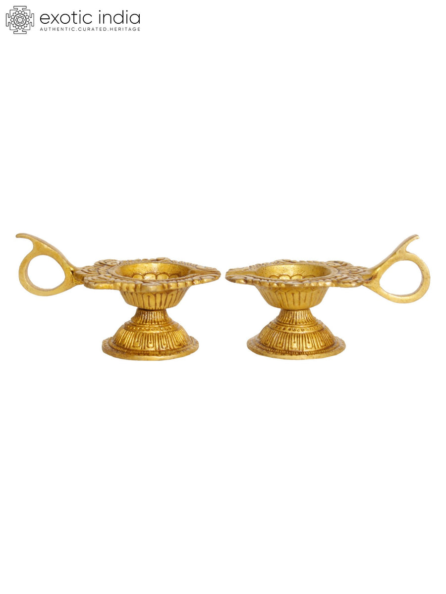 4" Brass Diya Pair Handmade for Pooja