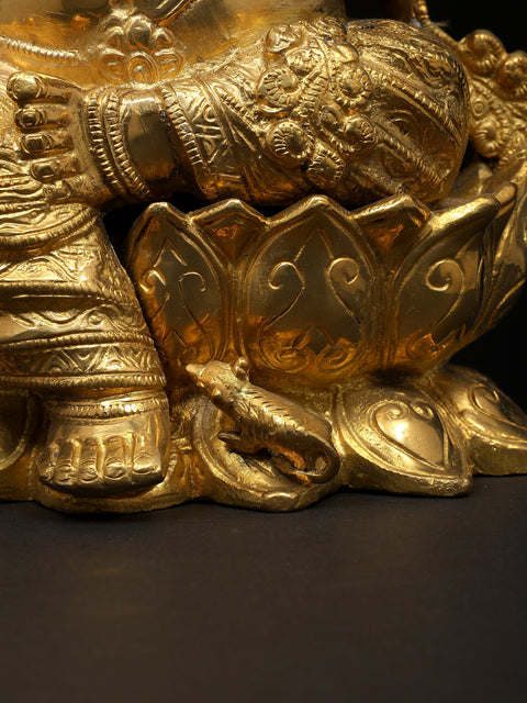 12" Brass Chaturbhuja Ganesha Anugraha-Murti | Handcrafted in India