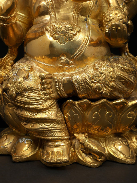 12" Brass Chaturbhuja Ganesha Anugraha-Murti | Handcrafted in India