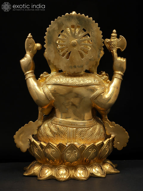 12" Brass Chaturbhuja Ganesha Anugraha-Murti | Handcrafted in India