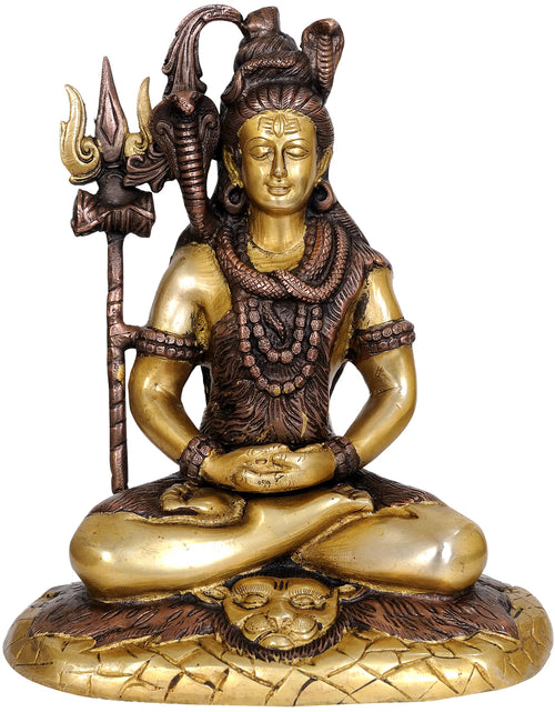 10" Mahayogi Shiva Handmade Brass Statue