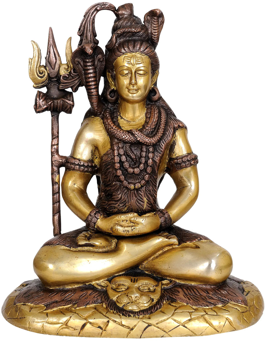 10" Mahayogi Shiva Handmade Brass Statue