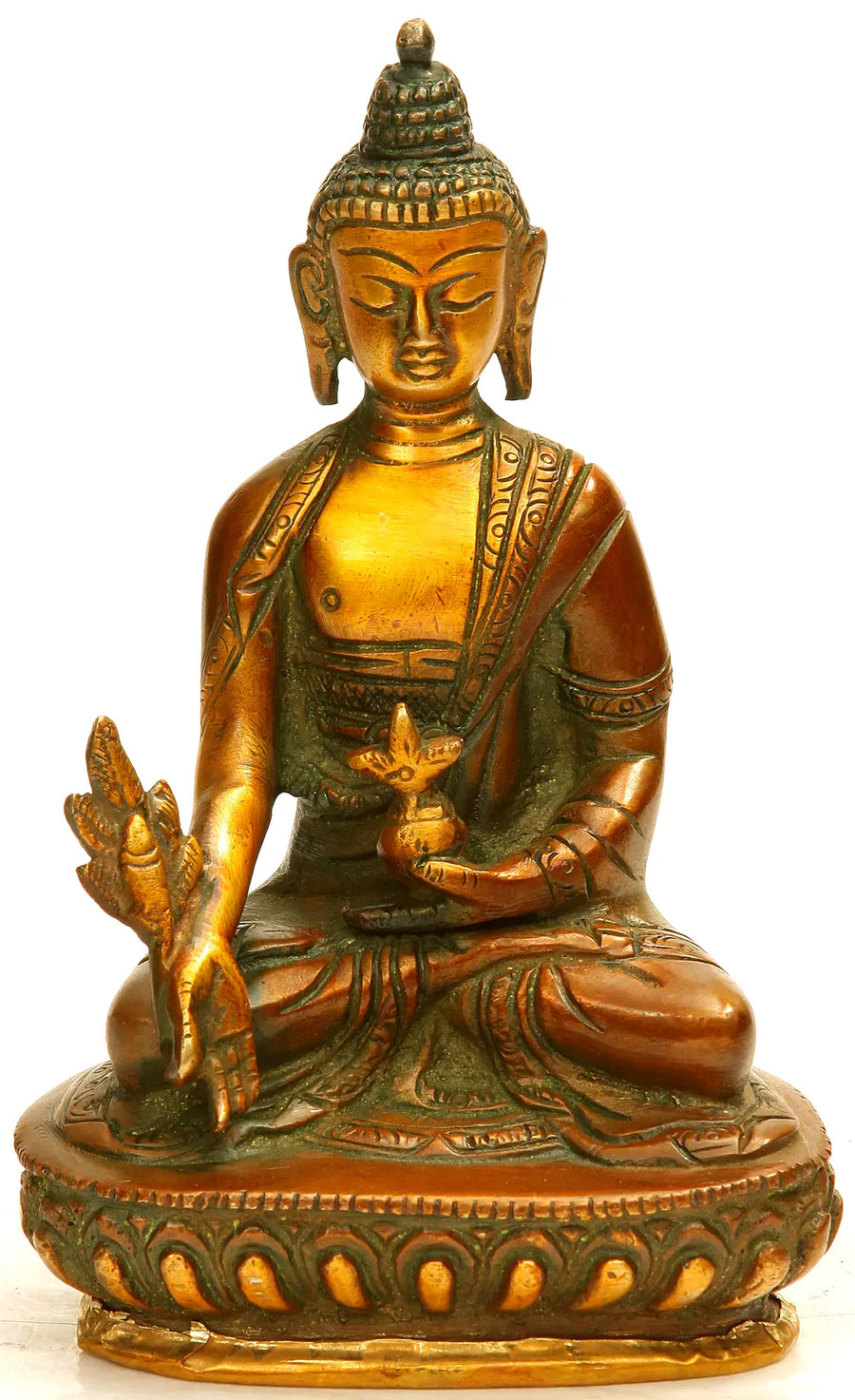 5" Medicine Buddha Brass Statue Handmade