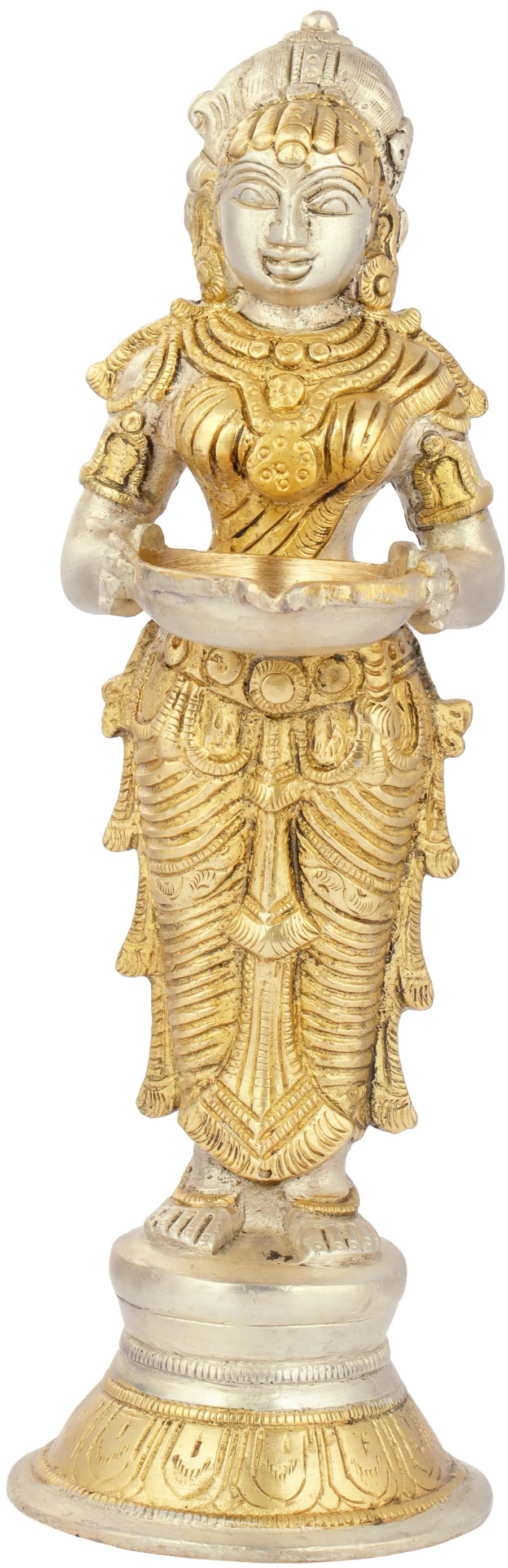 9" Deeplakshmi Brass Statue Handmade