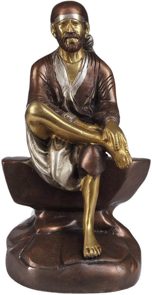 9" Shirdi Sai Baba Handmade Brass Statue for Pooja