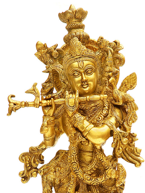 18" Shri Krishna In Brass | Handmade | Made In India