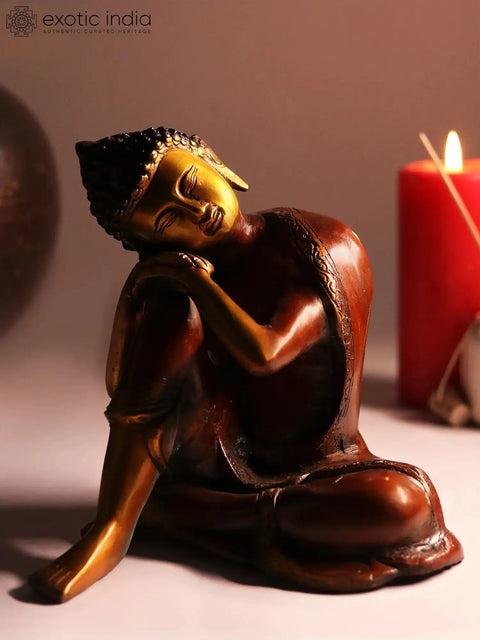 Japanese Thinking Buddha Brass Sculpture | Handmade | Made in India