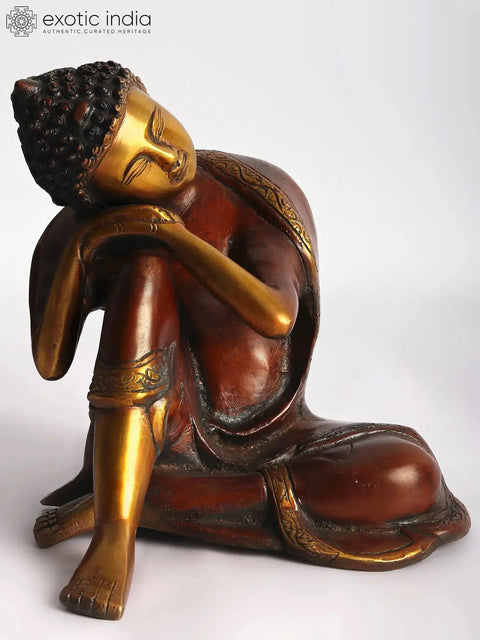 Japanese Thinking Buddha Brass Sculpture | Handmade | Made in India