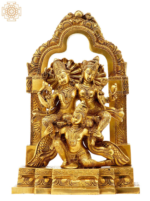 12" Lakshmi-Narayana on Garuda Brass Statue Handmade