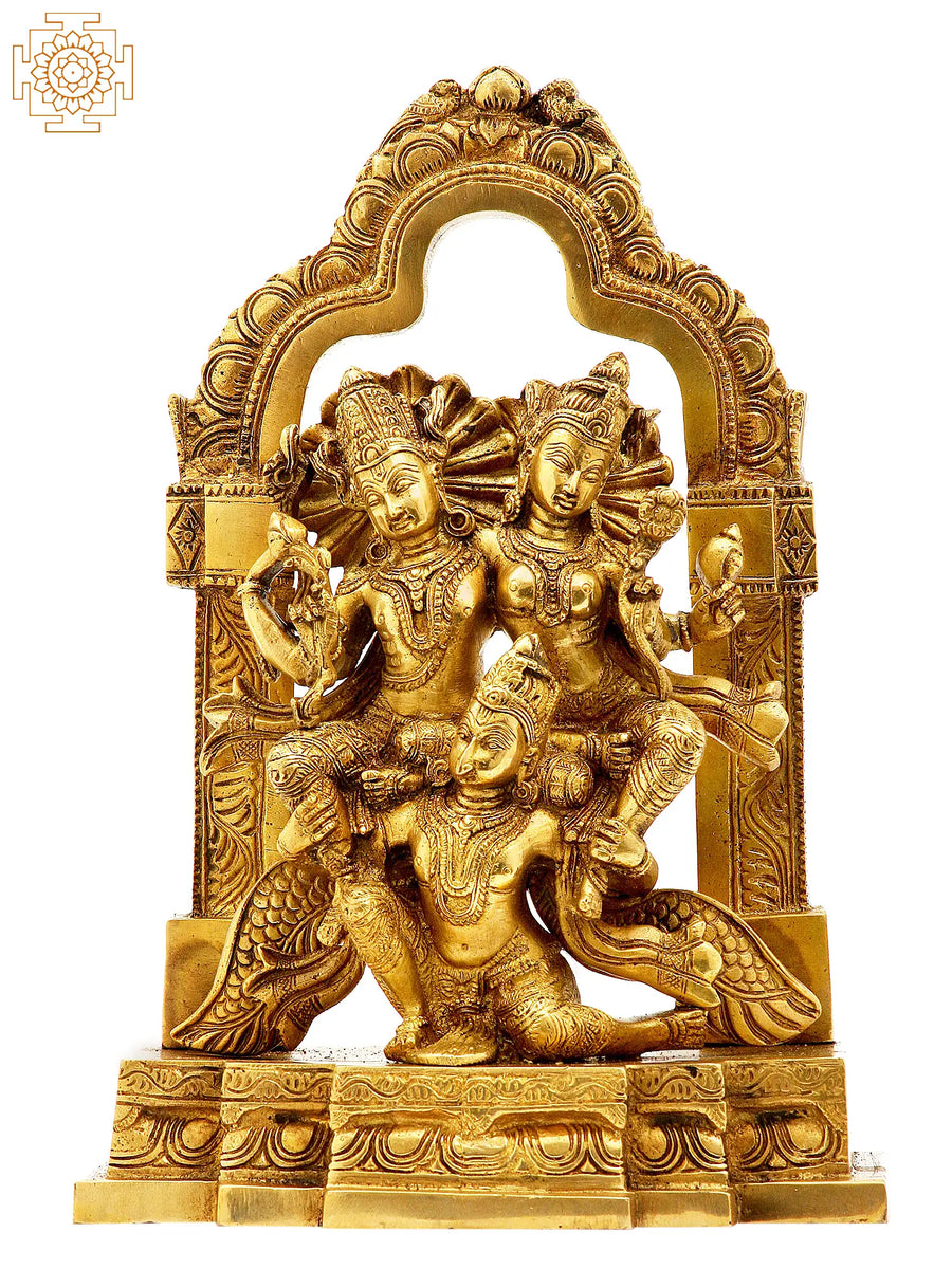 12" Lakshmi-Narayana on Garuda Brass Statue Handmade