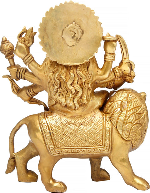 9" Goddess Durga In Brass | Handmade | Made In India