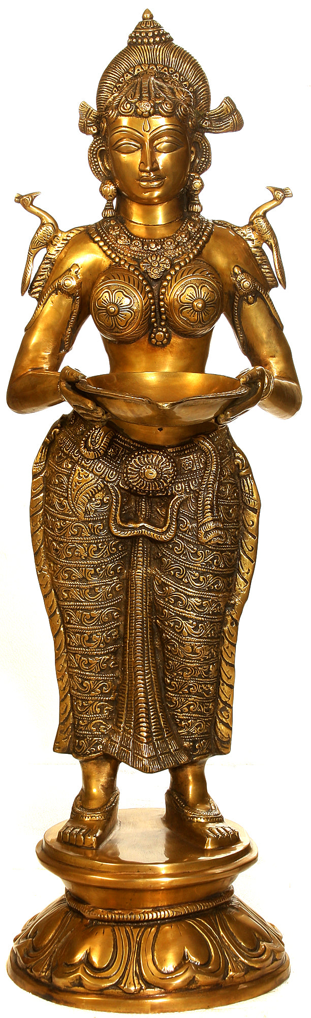 37" Large Brass Deeplakshmi Statue Handmade Home Decor