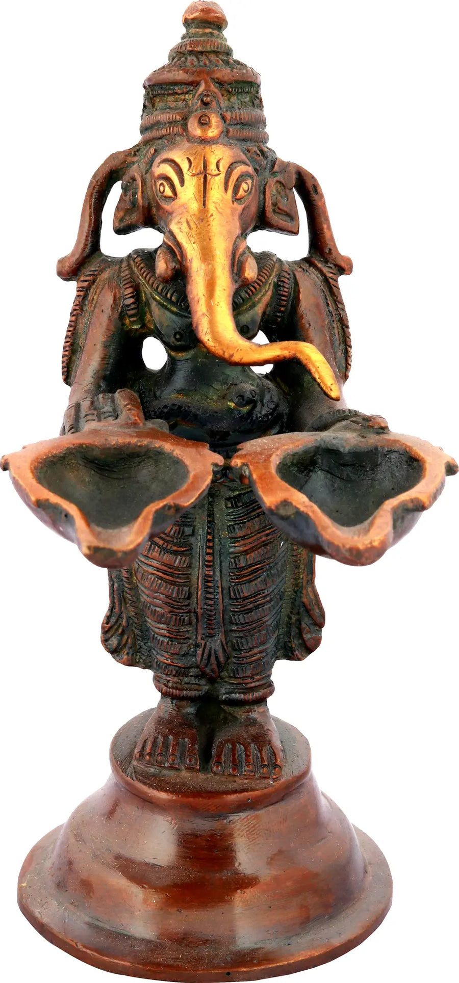 Lord Ganesha Brass Oil Lamp Handmade