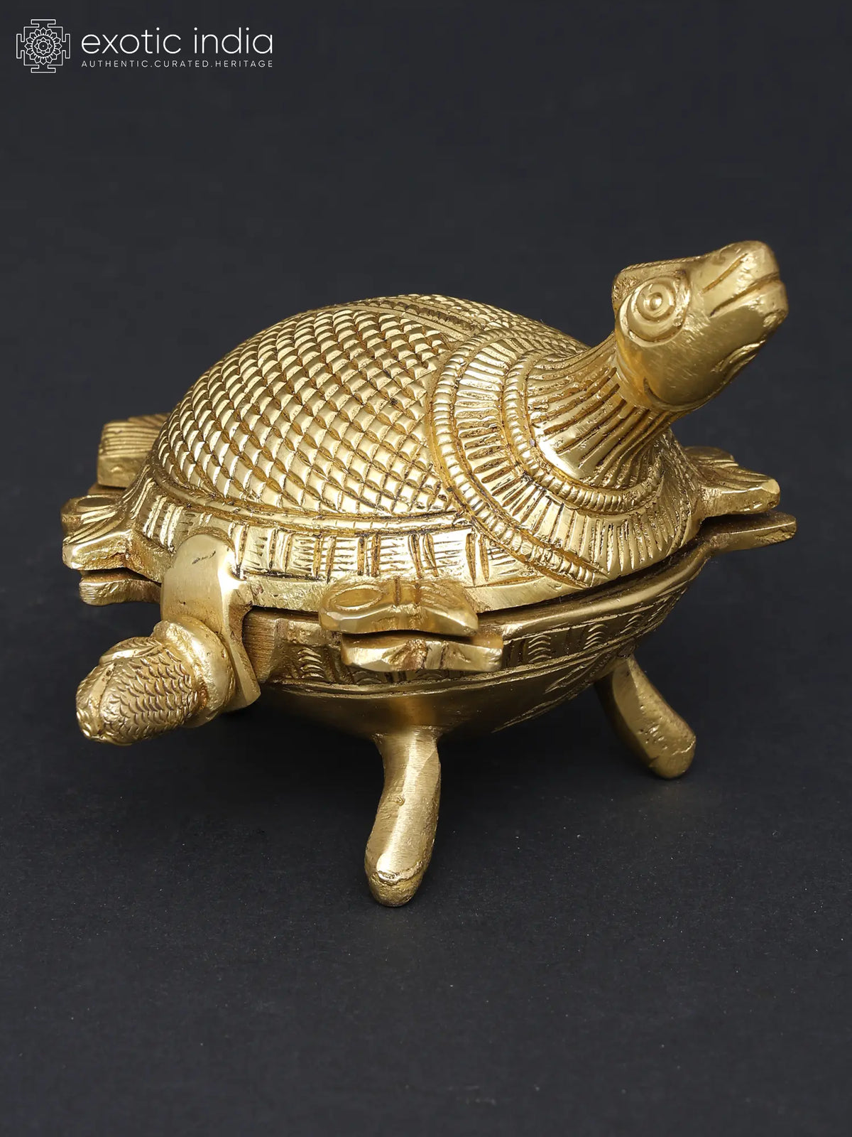 4" Feng Shui Tortoise Box in Brass | Handmade | Made in India
