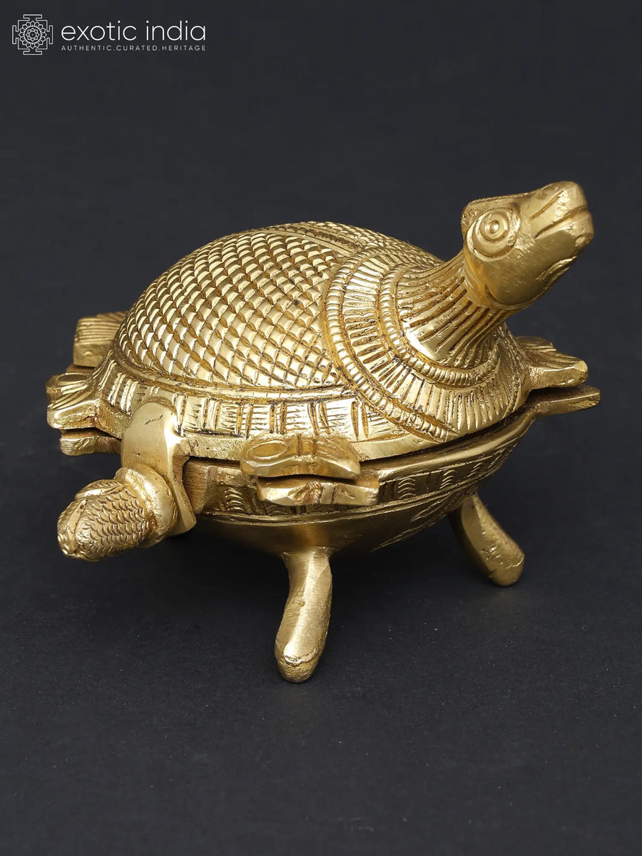 4" Brass Feng Shui Tortoise Box Handmade