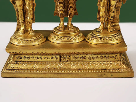 10" Lord Vishnu with Shridevi and Bhudevi in Brass | Handcrafted In India