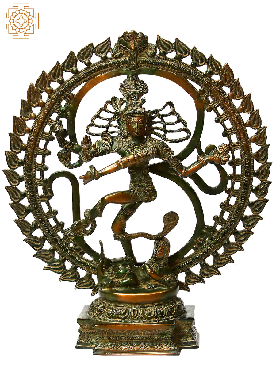 19" Nataraja in OM Brass Statue Handmade Hindu Idol