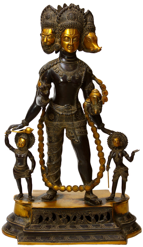 24" Brass Vishnu Vaikuntha Handmade Statue for Pooja
