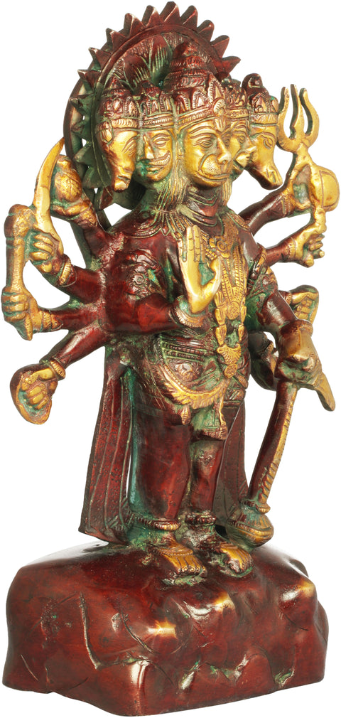 11" Five Headed Hanuman as Eleventh Rudra In Brass | Handmade | Made In India