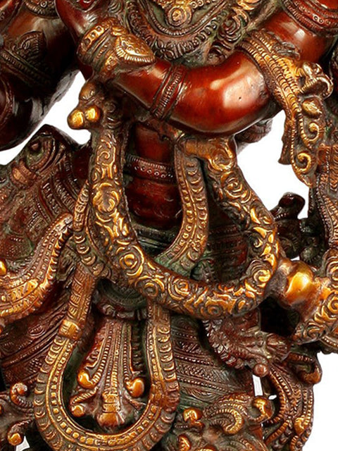 29" Large Brass Krishna Idol Playing Flute – Handmade Indian Sculpture for Your Home