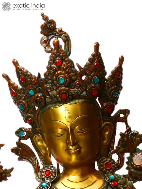 34" Large Tibetan Buddhist Mother Goddess White Tara in Brass | Handmade | Made in India