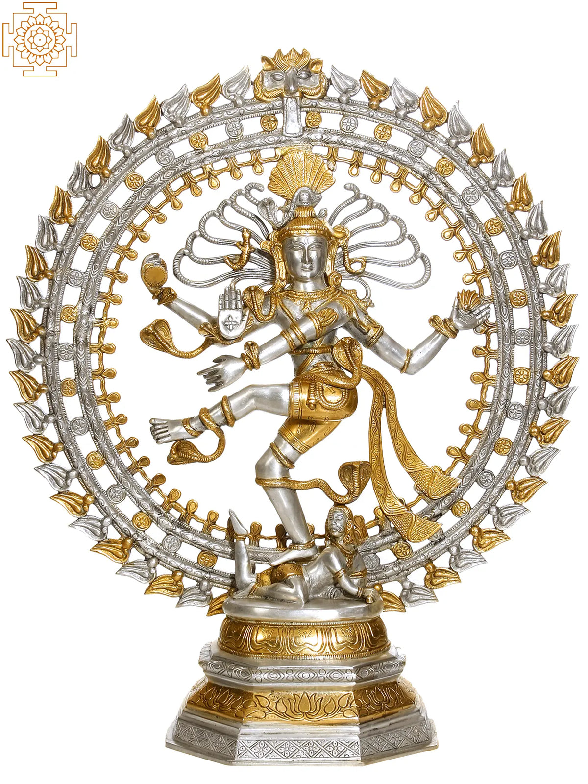 30" Large Size Nataraja in Silver and Golden Hue In Brass