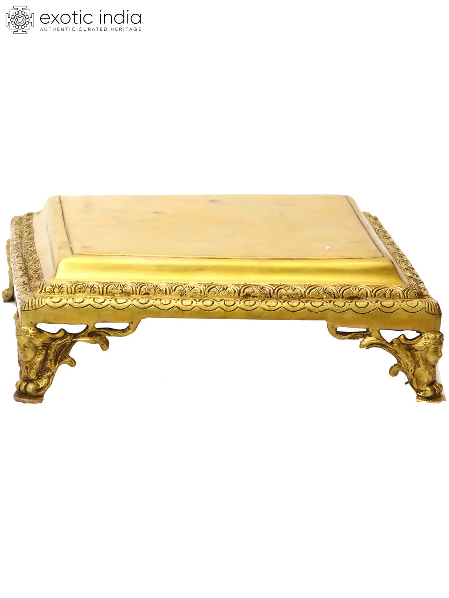 Handmade Brass Ritual Chowki Pedestal for Pooja