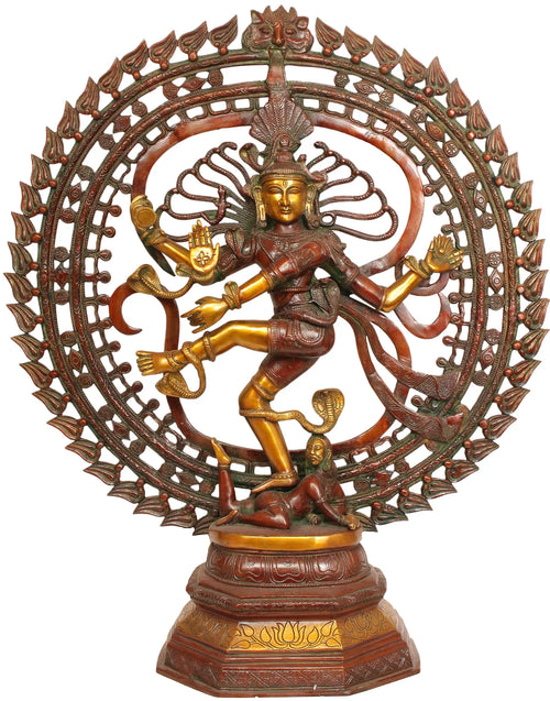 30" Large Handmade Nataraja in OM Brass Statue for Home Pooja