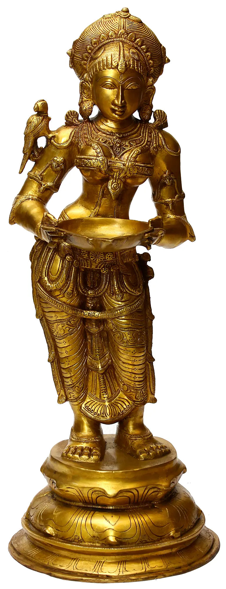 23" Deeplakshmi Goddess of Prosperity Handmade Brass Statue