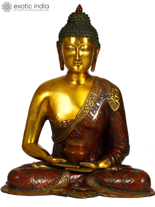 23" Buddha in Dhyana Mudra Handmade Brass Statue