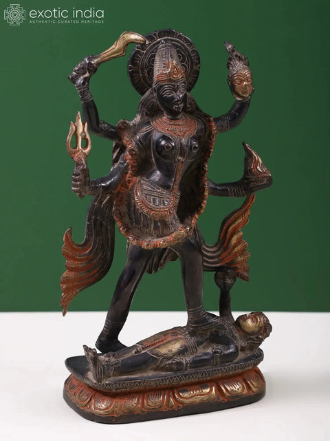 9" Goddess Kali Brass Sculpture | Indian Handcrafted Statue