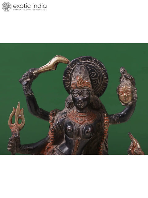 9" Goddess Kali Brass Sculpture | Indian Handcrafted Statue