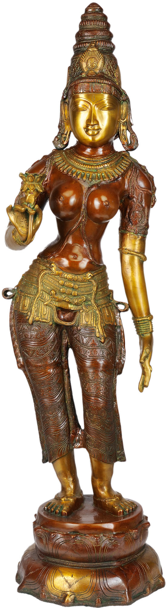 44" Large Devi Parvati Brass Statue Handcrafted Indian Idol