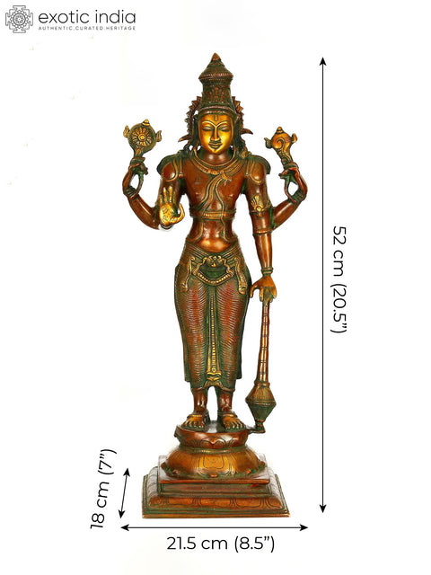 20" Lord Vishnu - Sustainer of Universe | Handmade Brass Statue | Made in India