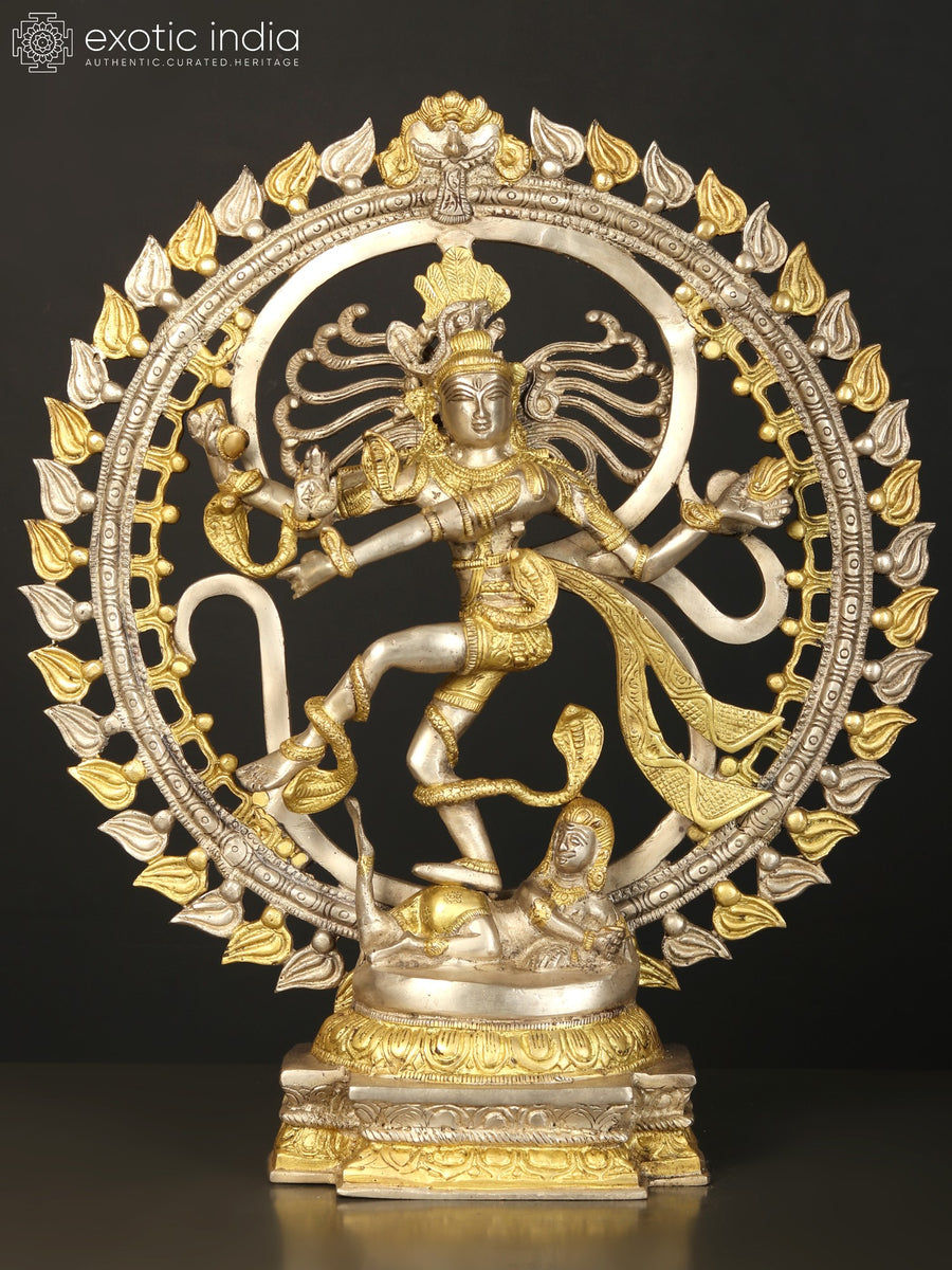 19" Nataraja Brass Statue with Gold and Silver Finish