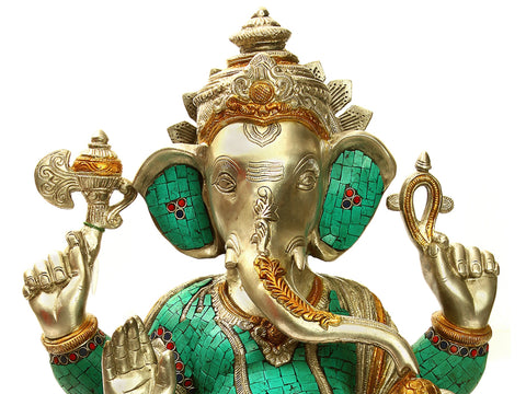 17" Lord Ganesha - The Benevolent God In Brass | Handmade | Made In India