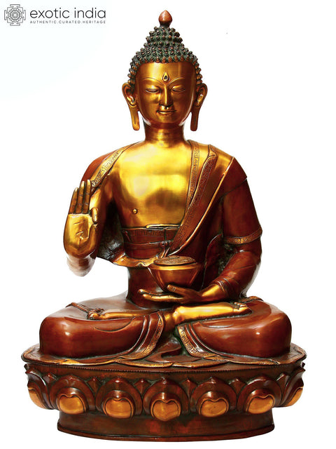 36" Large Size Lord Buddha Preaching Law of Dharma In Brass