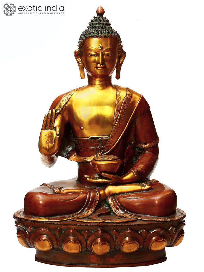 36" Large Size Lord Buddha Preaching Law of Dharma In Brass