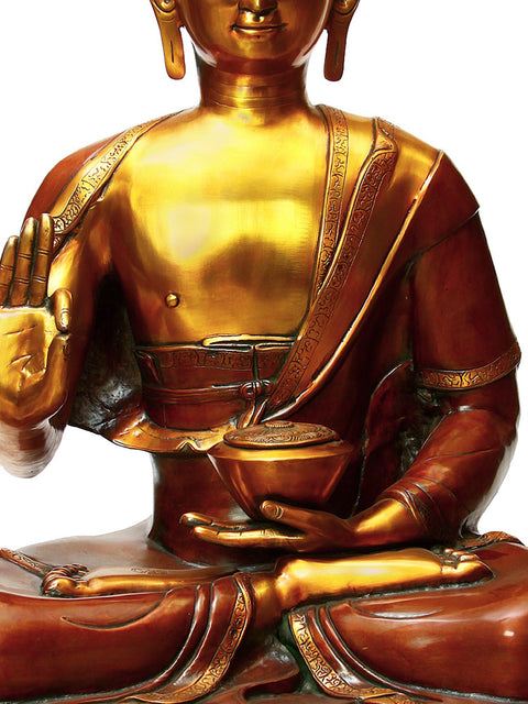 36" Large Size Lord Buddha Preaching Law of Dharma In Brass