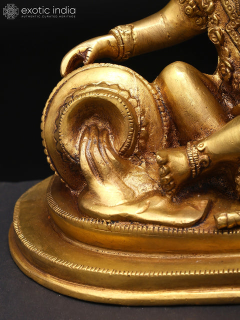 8" Butter Thief Baby Krishna Statue in Brass