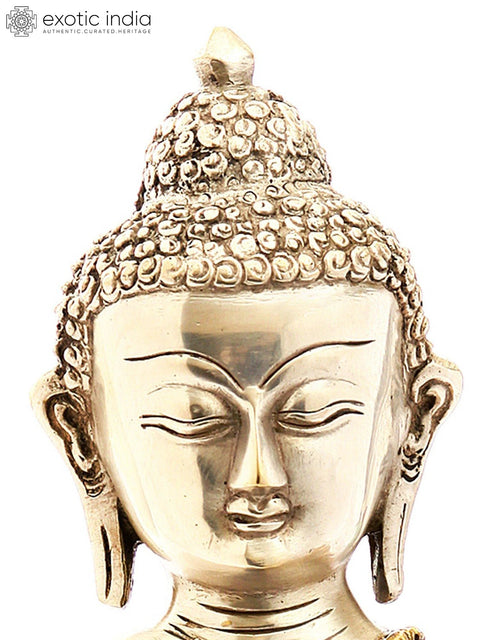 11" (Tibetan Buddhist Deity) The Medicine Buddha in Silver Hue with Golden Border Garment In Brass | Handmade | Made In India