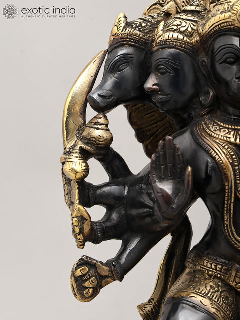 12" Ten Armed Panchamukhi Lord Hanuman | Brass Statue