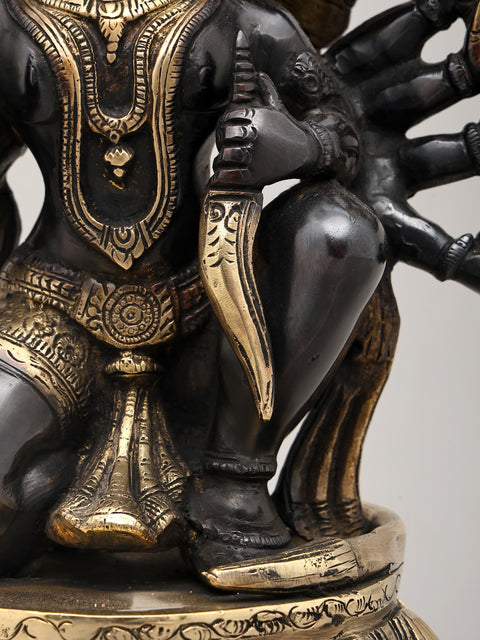 12" Ten Armed Panchamukhi Lord Hanuman | Brass Statue